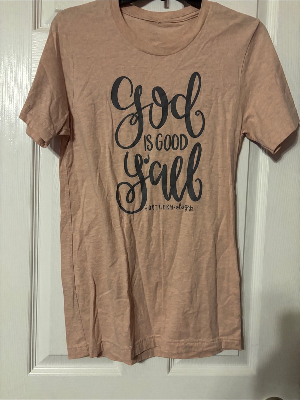 'God is Good Y'all' Graphic Tee - Light Peach pink